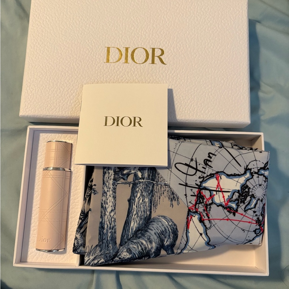 Dior Luxury Set with Dior perfume and Scarf drawn string bag